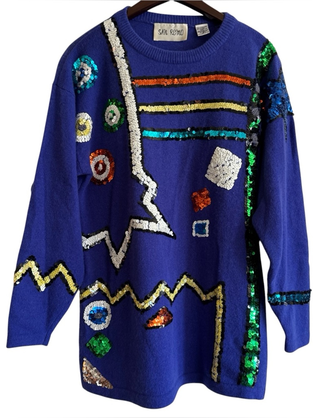 Vintage Sam Ramo Sequin Sweater Blue M
